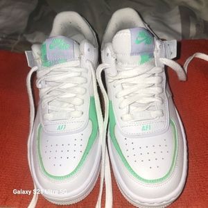 Nike Air Force 1 size 8 green/purple/white